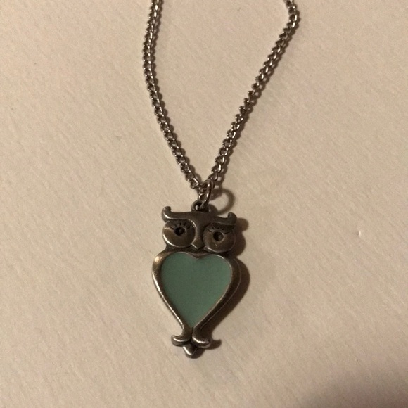 Blue Heart Owl Necklace - costume jewelry - Picture 2 of 8